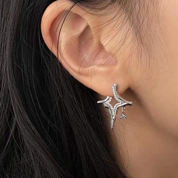 Elegant Sparkling Studs with Starry Design