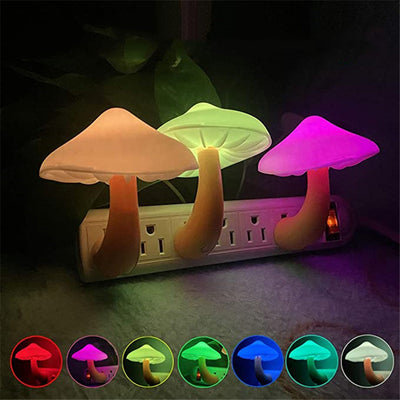 LED Night Light Mushroom Wall Socket Lamp