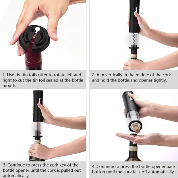 Electric Corkscrew with Foil Cutter for Effortless Wine Opening