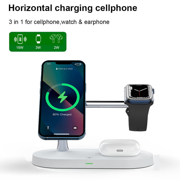 3-in-1 Wireless MagSafe Charger Stand for iPhone, Apple Watch, and AirPods