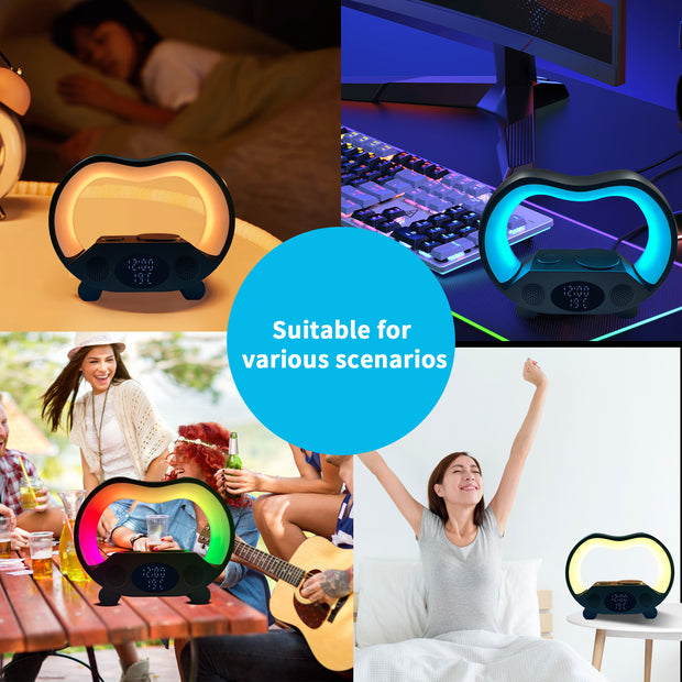 Bluetooth Speaker, Wireless Charger, Night Light & Remote Control"